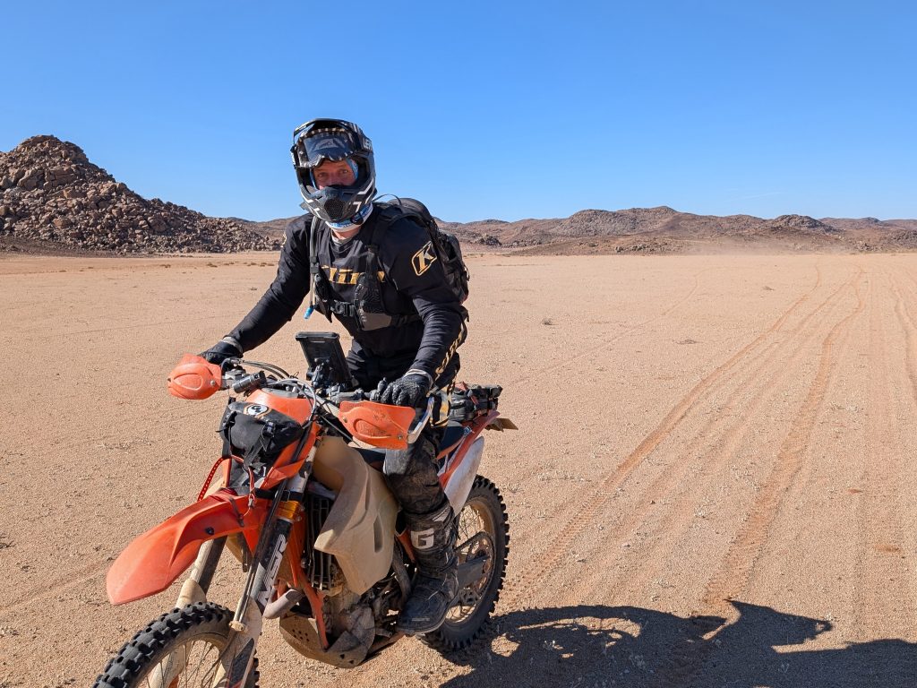 Riding my dirt bike Bruce on a dirt bike
